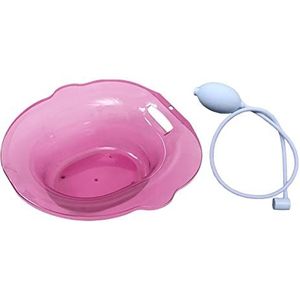 Sitz Badbak voor toilet, bredere zithoek, heupbad voor oudere vrouwen, mannen, roze met spoeling, 390 x 390 x 130 mm