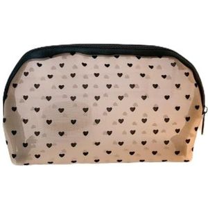 Mesh make-up tas liefde opbergtas eenvoudige capaciteit waszak draagbare handbagage cosmetische opbergtas (Color : 3# medium semicircle)