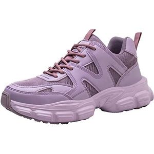 Veiligheidsschoenen Voor Dames Chunky Stalen Neus Sneakers Mesh Lichtgewicht Lage Industriële Werkschoenen,Purper,37 EU