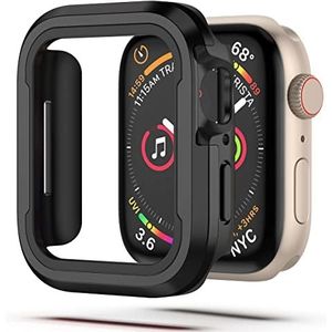 V-MOTA Aluminiumlegering behuizing combinatie van zacht rubber (TPU) en luchtvaartkwaliteit aluminium, compatibel met Apple Watch Series 6/5/4/SE, iWatch (40 mm, zwart)