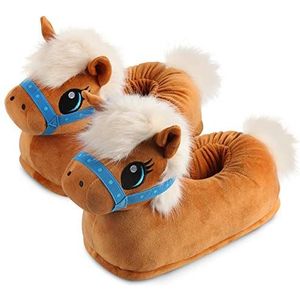 corimori Schattige pluche pantoffels (10+ designs) Pony ""Josy"" slipper één maat 25-33,5 unisex pantoffels lichtbruin