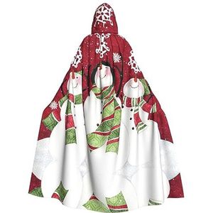 OdDdot heksenmantel, vrolijk kerstfeest leuke sneeuwpop print capuchon mantel voor vrouwen, volwassen Halloween kostuums cape, heks cosplay cape