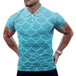Blauwe Zeemeermin Scalsl Casual Poloshirts Voor Mannen Slim Fit Korte Mouw T-shirt Sneldrogende Golf Tops Tees 5XL