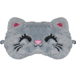 FUNAUPGO Schattige kat slaapmasker oogmasker grappig dier kitten slaapmasker zachte pluche blinddoek reizen oogbedekking oogbedekking voor kinderen volwassenen meisjes jongens vrouwen mannen (kat,