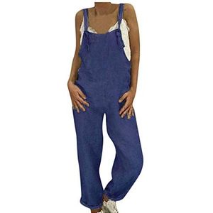 Binggong Jumpsuit voor dames, zomer, lang, linnenoptiek, tuinbroek, dames, bloemen, overall, retro, zomerbroek, romper baggy broek, rompertje met zakken