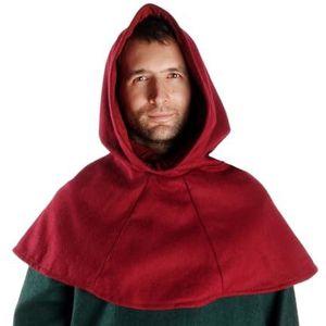 HEMAD Middeleeuwse warme kap - wolvilt - een maat - Rood