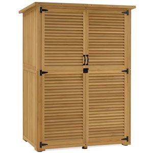 M MCombo Tuinkast 0901D-1 Hout, tuinhuis, gereedschapsschuur voor buiten, balkon, terras, 59 x 127 x 168 cm, naturel