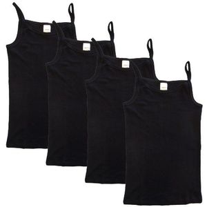HERMKO 2460 4-pack meisjes top top onderhemd van biologisch katoen, zwart, 116 cm