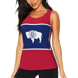 Jkkghll Wyoming State Flag Print Zomer Atletische Gym Activiteit Tank Tops Running Wandelen Casual Wear Blijf Koel Droog, Zwart, S