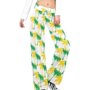 Palmbomen in Jamaica Kleuren Vrouwen Broek Casual Broek Elastische Taille Lounge Broek Lange Yoga Broek Rechte Been