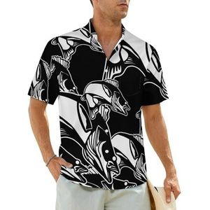 Walleye Fish Cartoon herenhemden korte mouwen strandshirt Hawaiiaans shirt casual zomer T-shirt 4XL