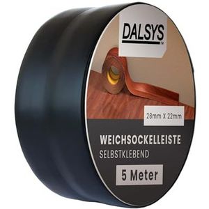 Dalsys Zachte plint zelfklevend Plakstrip, eindstrip voor voegen in woonruimtes, keukens, badkamers, van PVC-kunststof 5m zwart