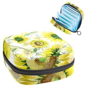 Opbergtas voor maandverband, menstruatiecup zakje, menstruatiezak, organizer voor vrouwelijke pads, tampons, wilde lente zonnebloem