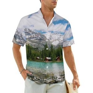 Canada Ohara Lake Yoho National Park met bergen natuur landschap kunst foto heren shirts korte mouw strand shirt Hawaiiaans shirt casual zomer T-shirt M