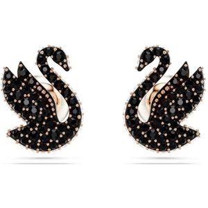 Swarovski Swan Oorknopjes, Swan, Zwart, Roségoudkleurige toplaag