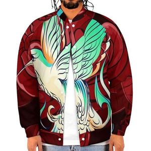 Hummingbird En Rode Roos Grappige Mannen Baseball Jacket Gedrukt Jas Zachte Sweatshirt Voor Lente Herfst