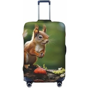 HerfsT Reisbagagehoezen Rode eekhoorn op kleine groene heuvel Print Elastische Wasbare Bagagehoes Stofdichte Koffer Cover Bagage Protector voor 45-70 cm bagage