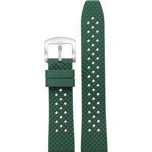 Quick Release Fluoro Rubber Horlogeband Waterdicht Heren for Seiko for Breitling for IWC Zwart Quick Release Horlogeband Stomatal Band (Color : Green-silver pin, Size : 22mm)