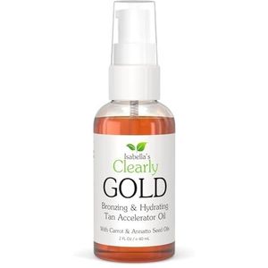 Isabella's Clearly GOLD, 100% Natural Bronzing Tanning Oil. Moisturising & Hydrating Sun Tan Accelerator Body Oil, Healthy Bronze Glow with Olive, Carrot Seed and Coconut (60ml)