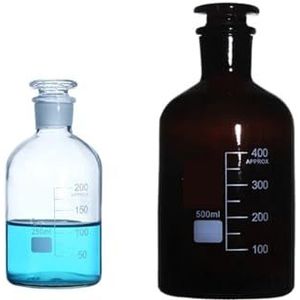Borosilicaatglas, Laboratorium smalle glazen reagensfles met geslepen stop, veelkleurig 60 ml-1000 ml(500mL 1pc)
