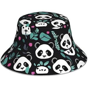 chenfandi Panda Cute Face heren dames zonnehoed, opvouwbare zonnehoed, &% schattige vissershoed dubbelzijdig dragen zwart, Zwart, one size