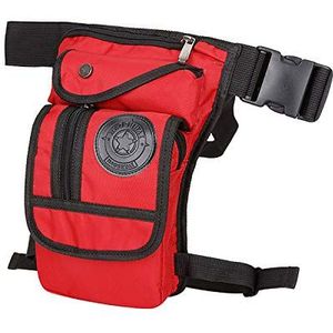 Beentas motorfiets heuptas mode canvas drop been tas Muiti functionele messenger schoudertas motorfiets stijl tas motorfiets taille beenzak (kleur: rood)