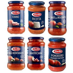 Testpakket Barilla pastasauce tomatensaus kant-en-klare sauzen uit Italië 6 x 400 g
