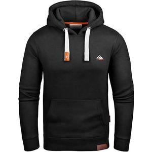 Grin&Bear Zware heren contrast cross over hoodie capuchonjack hoodie met capuchon GEC023, zwart, XL