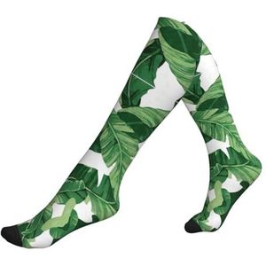 DEXNEL Leuke Groene Palm Bladeren Compressie Sokken Voor Mannen Vrouwen 20-30 Mmhg Compressie Sokken Voor Sport Ondersteuning Sokken, 1 zwart, Eén Maat
