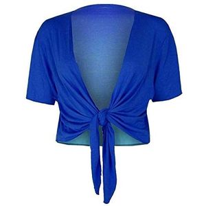 Fashion Essentials Womens Korte mouwen Plain Tie Up Shrug Dames Stretch Fit bijgesneden Vest Bolero Top Plus Size