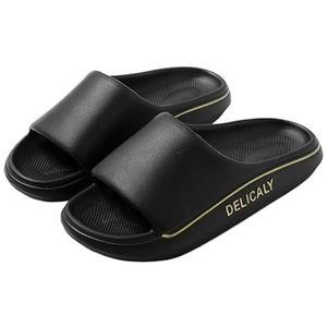 Non-slip Bathroom Slippers,Soft Slippers,Indoor And Outdoor Platform Pool Slippers Shower Slippers (Color : Black, Size : 44-45)