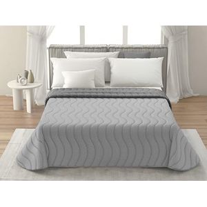 MAXIME MAISON - Sprei 165x265 Ideaal voor Tussenseizoen (100 gr/mq) 100% Extra Zachte Microvezel, Dubbelzijdig Thema Dubbele Kleuring, Made in Italy (Grijs/Zilver)