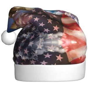 TyEdee Amerikaanse Amerikaanse vlag Eagle Art print Xmas vakantie hoed voor volwassenen, kerstmuts, zachte kerstmuts, voor feestelijke kerstfeest decor