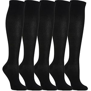 Weekend Peninsula 5 paar compressiekousen voor dames en heren voor sport, hardlopen, wandelen, fietsen, fietstochten, sport, zwangerschap, vliegreizen, Zwart, S/M