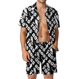 Boss of The Toss Cornhole Hawaïaans overhemd voor heren, set met knopen, strandshirt, sets, trainingspak, casual, feestpak, outfit, L