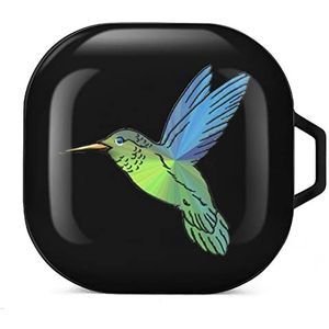 Cartoon Hummingbird Oordopjes Hoesje Compatibel met Samsung Hard Shell Beschermhoes Zwart-Stijl