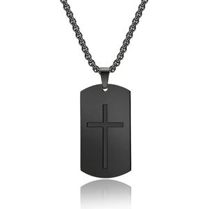 Jozua 1:9 Bijbel mannen ketting Dog Tag Cross hanger roestvrij staal schrift religieuze kettingen voor mannen man