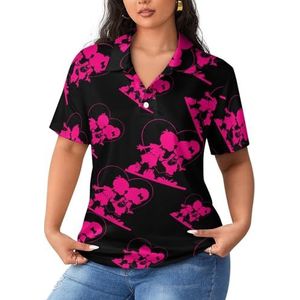 Love Heart Boy Kiss Girl dames poloshirts met korte mouwen casual T-shirts met kraag golfshirts sport blouses tops XL