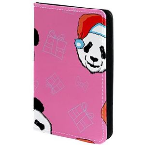 Kerst Panda Roze Paspoorthouder, Paspoort Cover, Paspoort Portemonnee, Travel Essentials, Meerkleurig, 11.5x16.5cm/4.5x6.5 in