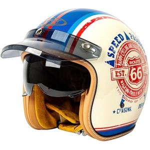 Open jet-motorhelm, elektrische scooterhelm met vizier, scooter-motorhelm voor dames heren volwassenen, ECE/DOT goedgekeurde motorfiets-jethelm Open scooter-motorhelm G,XL(61-62CM)