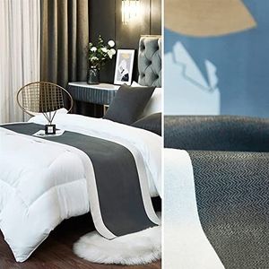 STANGK Bedlopers voor kingsize bed luxe linnen golfpatroon beddengoed sprei decoratie dubbelzijdige bedsjaal voor voet van bed hotel bedlopers en sjaals voor Twin Queen size bed