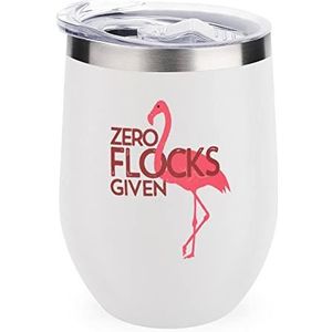 Leuke Zero Flocks Gegeven Flamingo Geïsoleerde Tumbler met Deksel Leuke Roestvrij Staal Koffie Mok Duurzame Thee Cup Reismok Wit-Stijl