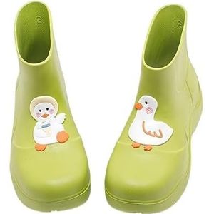 Duck Shoes Waterdichte regenlaarzen for dames Snoepkleurige waterschoenen Jeugd Meisjes EVA-waterlaarzen Vrouw Roze halfhoge regenschoenen (Color : Green, Size : 36-37)