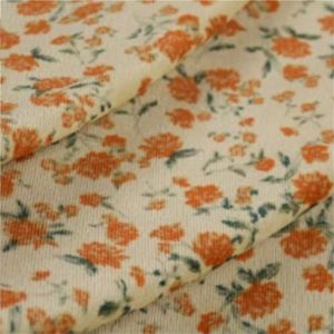 Geborduurde katoenen corduroy stof, Sweet Cute Flower Corduroy Fabric Autumn Winter Cotton-Padded Dress Trousers Sewing Tela(Color-15)