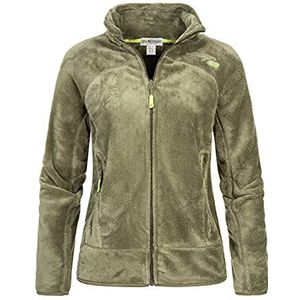 Geographical Norway Upaline Lady - fleecejack dames fijne warme ritssluiting - herfst winter lente warme damesjassen dames - lange mouwen trui bont zacht outdoor comfort, Olijf, XXL