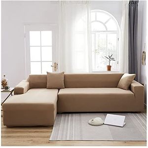 L-Type Hoekbank Cover Sectionele Chaise Hoes Elastische Stretch L-vormige Sofa Covers Universele All-Inclusive Anti Kat Krabben(Color:Khaki,Size:3 Seater(190-230cm))