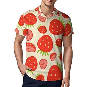 Aardbeien Patroon Mannen Golf Polo-Shirt Zomer Korte Mouw T-Shirt Casual Sneldrogende Tees XL