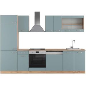 Vicco Kitchenette R-Line Solid eiken blauw grijs 300 cm moderne keukenkasten keukenmeubel