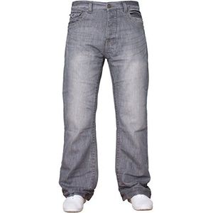 APT Heren eenvoudige blauwe bootcut wijde pijpen wijd uitlopende works vrije tijd jeans grote maten verkrijgbaar in 3 kleuren, grijs, 30W x 32L