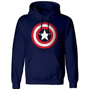 Officiële Marvel Comics Captain America Shield Unisex blauwe trui met capuchon (XL)